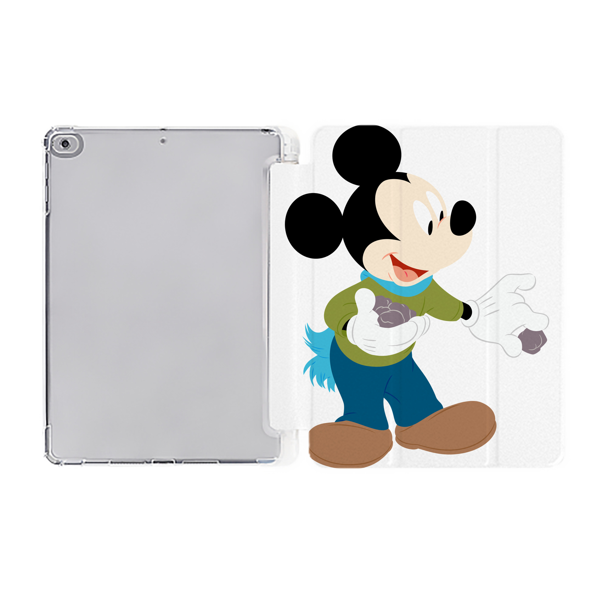 （画像用） ミッキーマウス Mickey Mouse IPad ケース ペン収納付き 三つ折りスタンド PUレザー×シリコン 対応機種9.5/10.5/10.9インチ